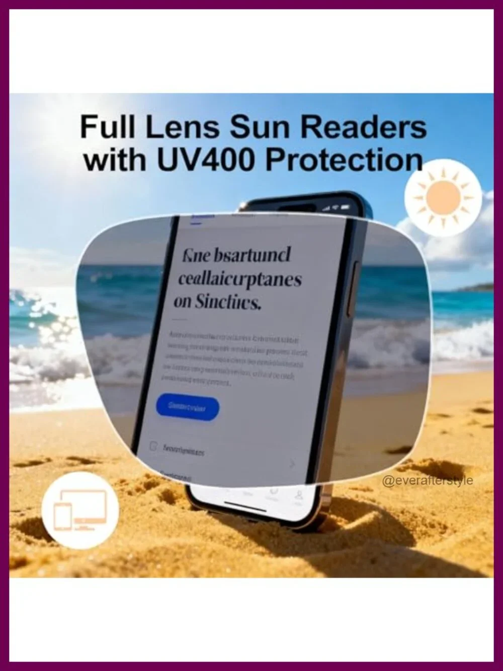 Oversized Reading Sunglasses TR90 Frame Spring Hinge UV400 Protection